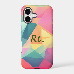 Colourful abstract geometric shapes add letter nam