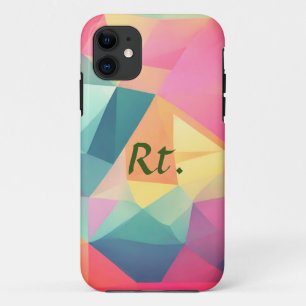 Colourful abstract geometric shapes add letter nam iPhone 11 case