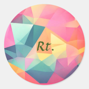 Colourful abstract geometric shapes add letter nam classic round sticker