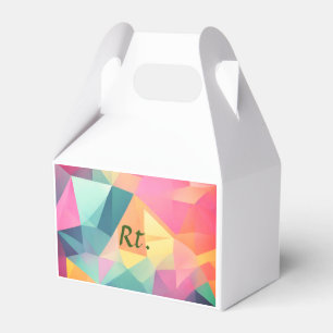 Colourful abstract geometric shapes add letter nam favor box
