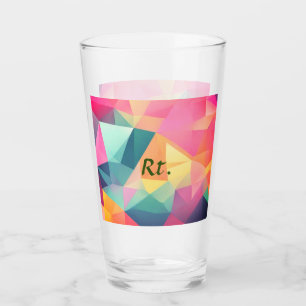 Colourful abstract geometric shapes add letter nam glass