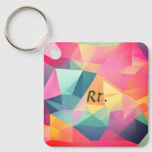 Colourful abstract geometric shapes add letter nam keychain