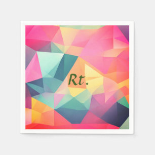 Colourful abstract geometric shapes add letter nam napkin