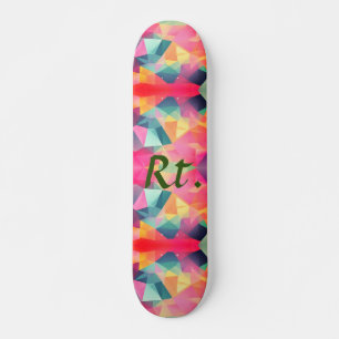 Colourful abstract geometric shapes add letter nam skateboard