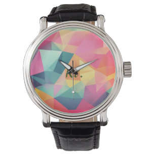 Colourful abstract geometric shapes add letter nam watch