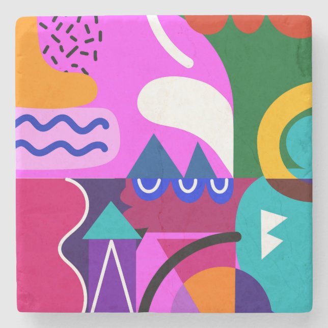 Colourful Abstract Geometric Shapes Background Stone Coaster (Front)