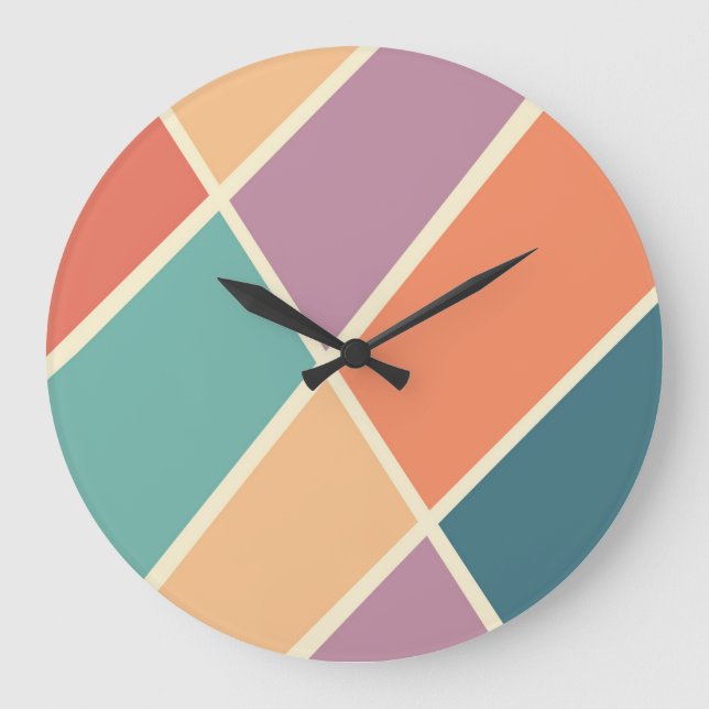 Colourful abstract geometric shapes design large clock (Front)