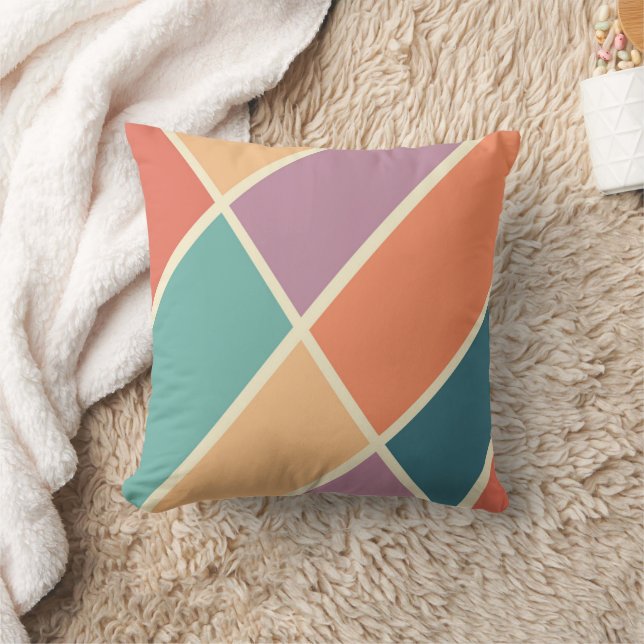 Colourful abstract geometric shapes design throw pillow (Blanket)