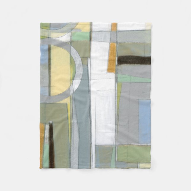 Colourful Abstract Geometric Shapes Fleece Blanket (Front)