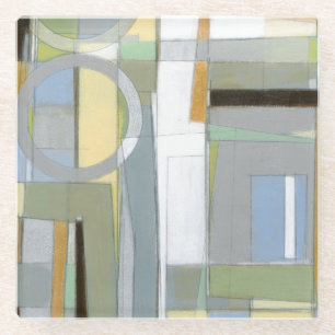 Colourful Abstract Geometric Shapes Glass Coaster
