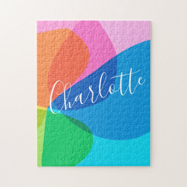 Colourful Abstract Geometric Shapes | Personalized Jigsaw Puzzle (Vertical)