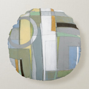Colourful Abstract Geometric Shapes Round Pillow