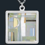Colourful Abstract Geometric Shapes Silver Plated Necklace<br><div class="desc">A Norman Wyatt original,  this print shows colourful abstract geometric shapes overlapping each other. A very avant garde piece,  it explodes in colour and activity. If you love expressionist art then this is the print for you!</div>