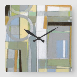 Colourful Abstract Geometric Shapes Square Wall Clock