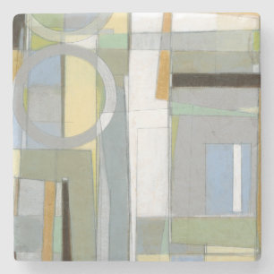 Colourful Abstract Geometric Shapes Stone Coaster
