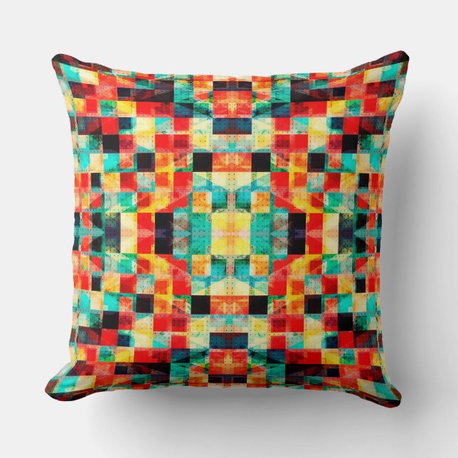 Colourful abstract geomtric bright element design throw pillow (Front)