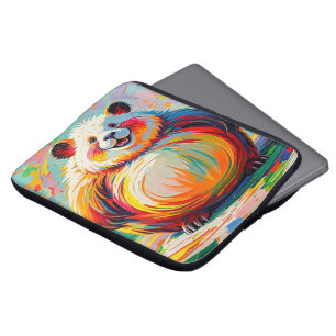 Colourful abstract giant bear panda art design laptop sleeve