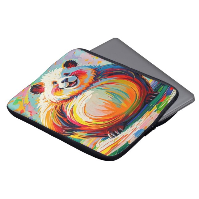 Colourful abstract giant bear panda art design  laptop sleeve (Front Top)