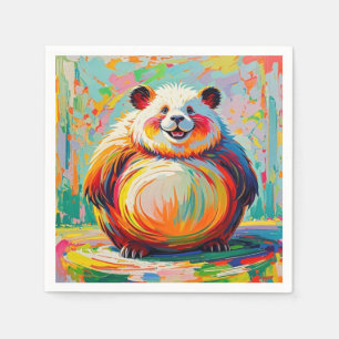 Colourful abstract giant bear panda art design napkin