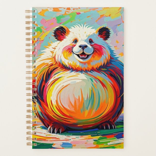 Colourful abstract giant bear panda art design  planner (Front)