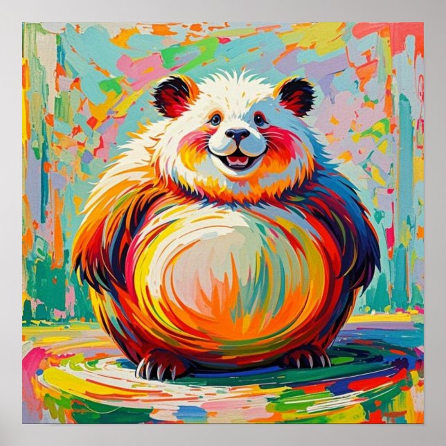 Colourful abstract giant bear panda art design  poster (Front)