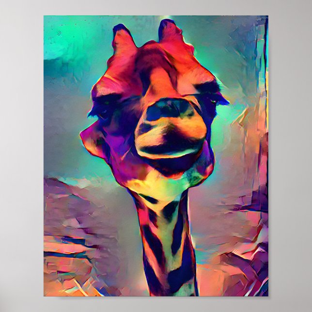 Colourful Abstract Giraffe Poster (Front)