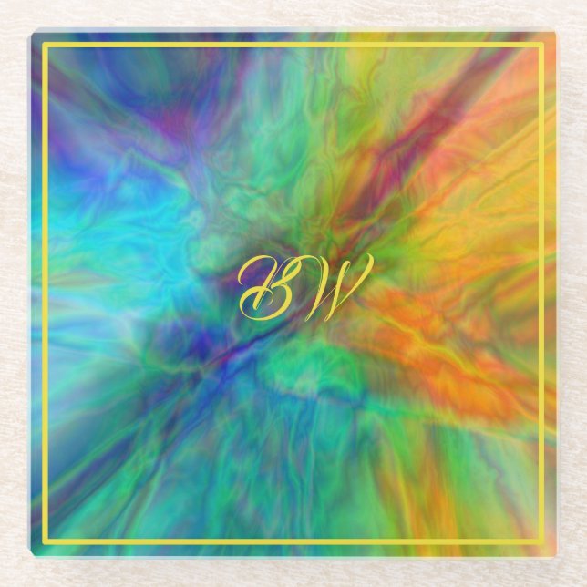 Colourful Abstract Glass Coaster (Front)