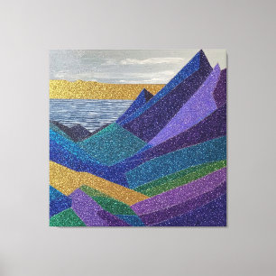 Colourful Abstract Glitter Landscape Canvas Print