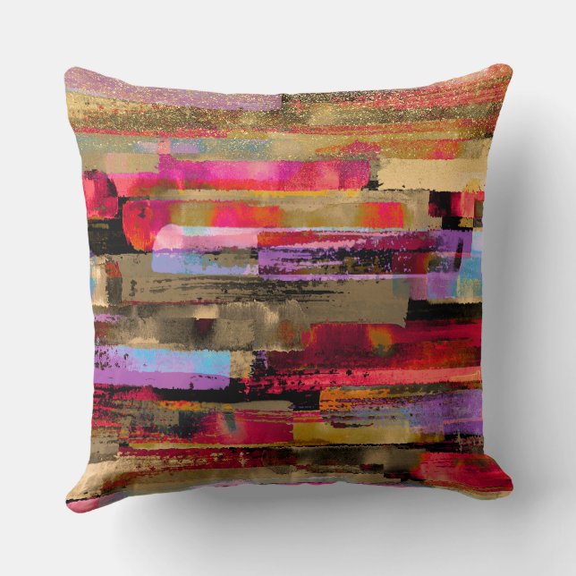 colourful Abstract Glitter Throw Pillow (Back)