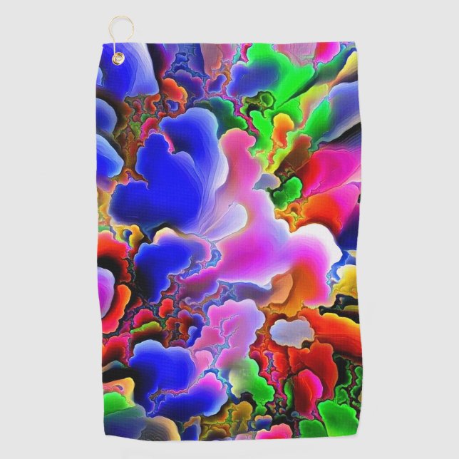 Colourful abstract golf towel (Front)