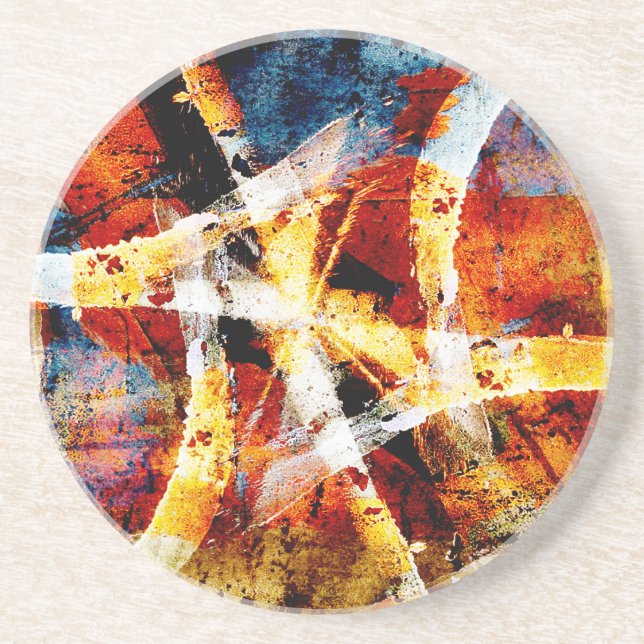 Colourful abstract graffiti coaster (Front)
