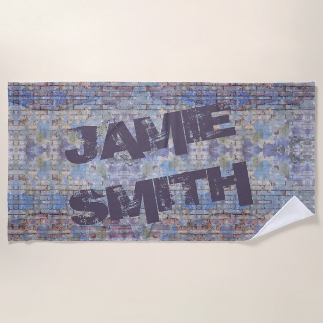 Colourful Abstract Graffiti Wall Street Art Beach Towel (Front)