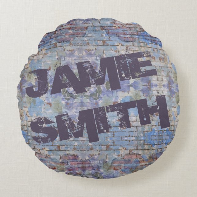 Colourful Abstract Graffiti Wall Street Art Round Pillow (Front)