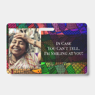 Colourful Abstract Graphic Smiling Behind a Mask Badge