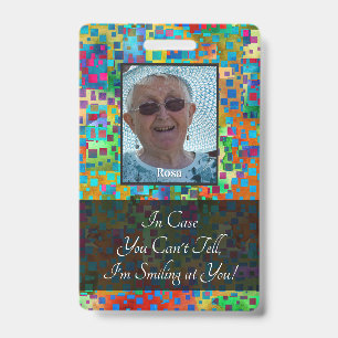Colourful Abstract Graphic Smiling Behind a Mask Badge