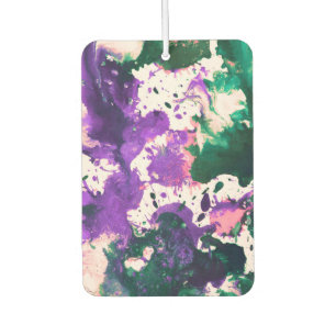 Colourful Abstract Green and Purple Splatter Paint Air Freshener