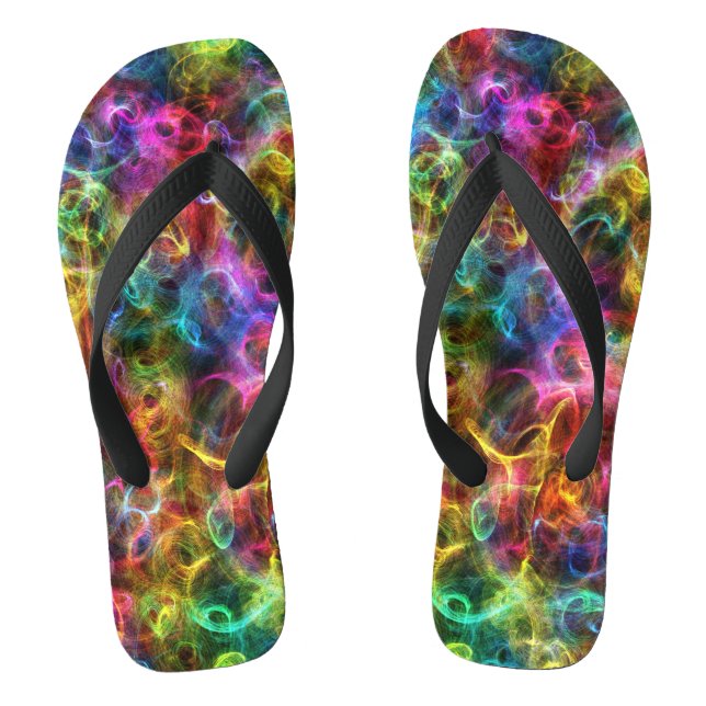 Colourful Abstract Grunge Random Swirls Flip Flops (Footbed)