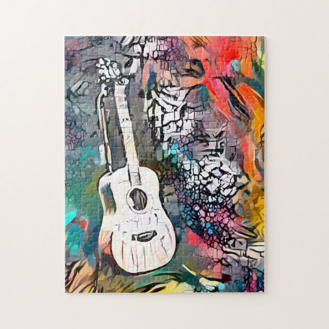 Colourful Abstract Guitar | Hard Challenging Jigsa Jigsaw Puzzle (Vertical)