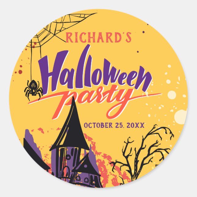 Colourful Abstract Halloween Party Classic Round Sticker (Front)