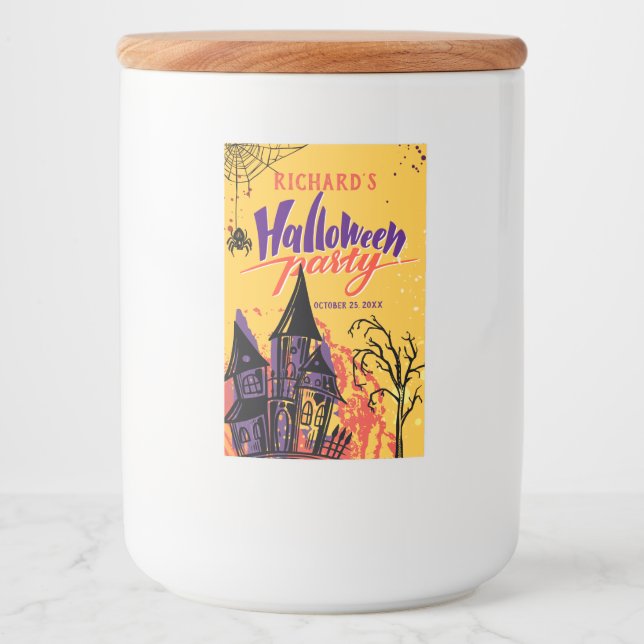 Colourful Abstract Halloween Party Food Label (Front)