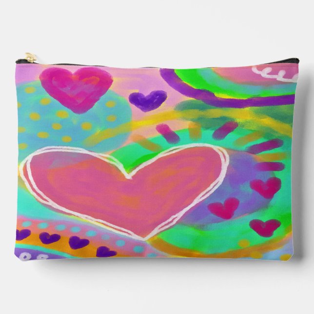 Colourful Abstract Heart Digital Art Accessory Pouch (Front)