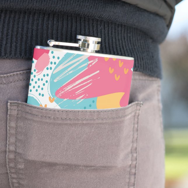 Colourful Abstract Hip Flask (In Situ)