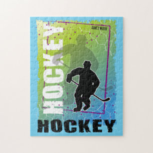 Colourful Abstract Hockey Player Jigsaw Puzzle