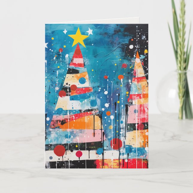 Colourful Abstract Holiday Trees (Front)