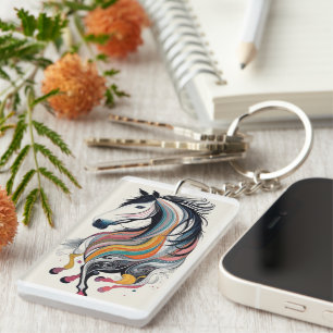 Colourful Abstract Horse Acrylic Keychain