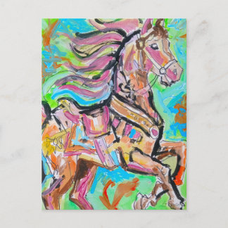 Colourful Abstract Horse Portrait Postcard