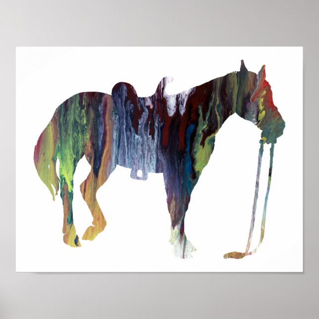 Colourful abstract horse silhouette poster (Front)