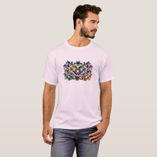 Colourful Abstract Human Pattern T-Shirt | Modern (Front Full)