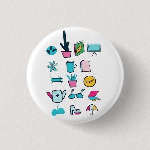  Colourful Abstract Icons Featuring Everyday Items 1 Inch Round Button