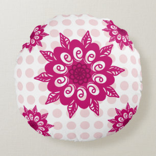 Colourful Abstract Kaleidoscope Flower Pattern Thr Round Pillow